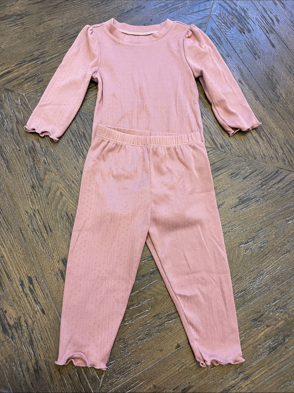 cloud island Pink Two-Piece Knit Top & Pants Set